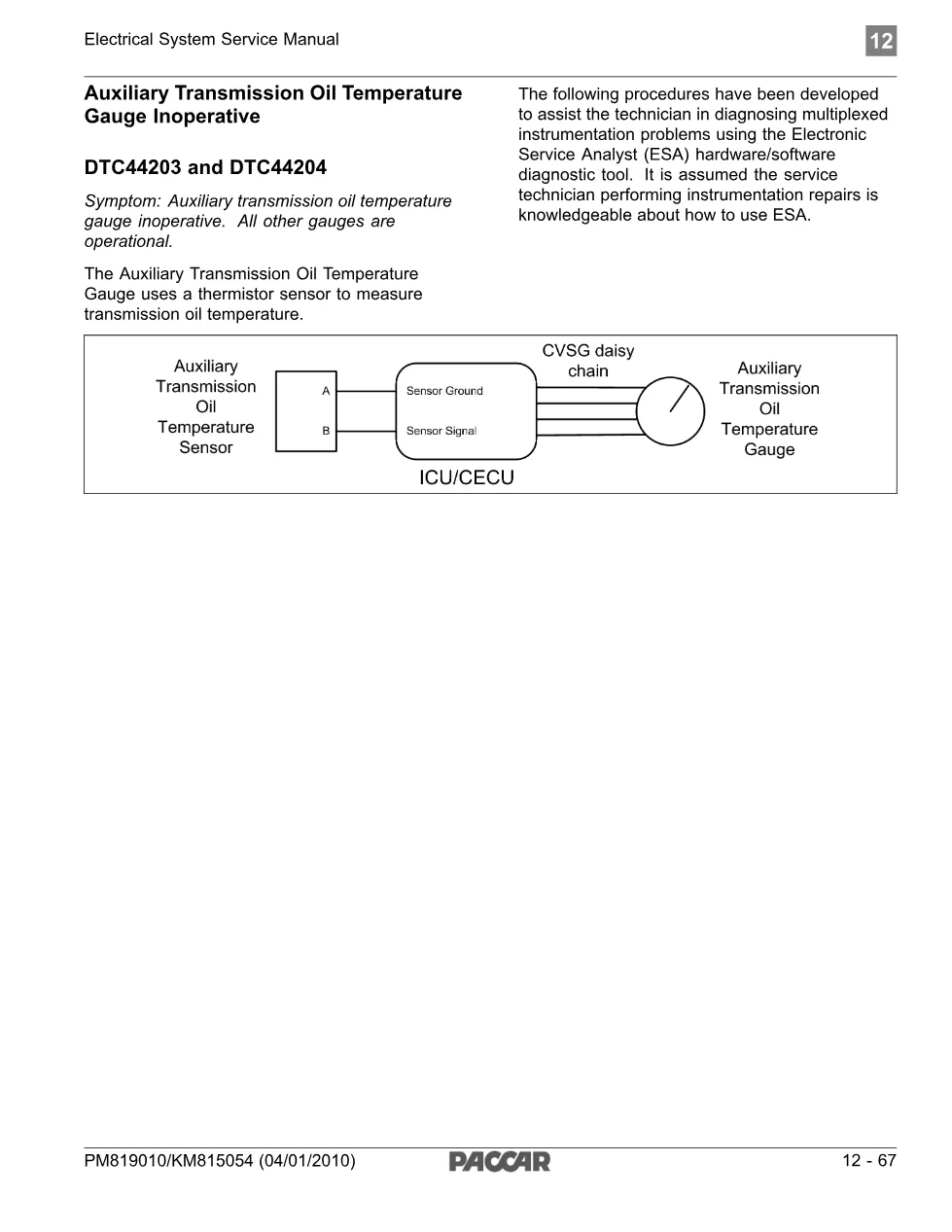 PACCAR DTC 44204 – Auxiliary Transmission Oil Temperature Gauge - preview page 1 of 5