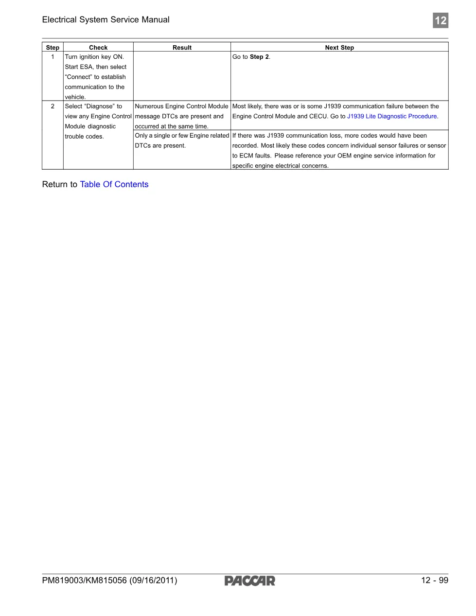 PACCAR engine control module Diagnostic Guide — Service Manual - page 2 is available after signing in