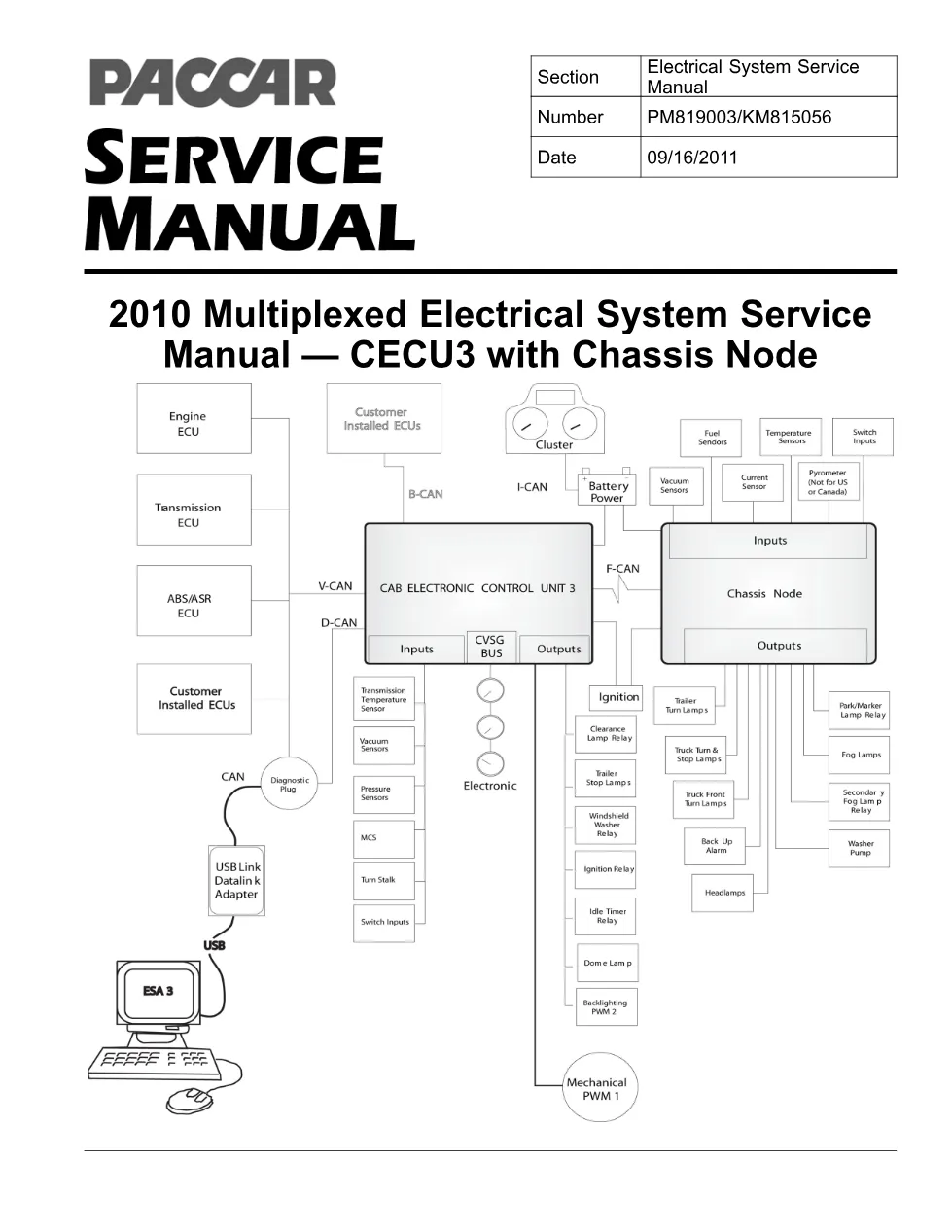 PACCAR Multiplex Electrical System Service Manual — PM819003/KM815056 - preview page 1 of 6