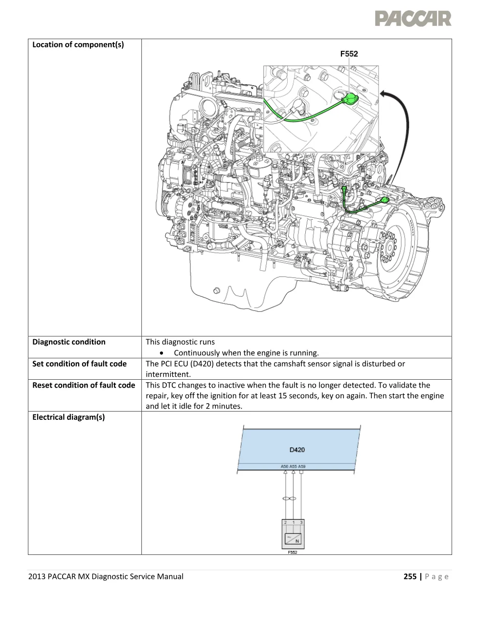 PACCAR MX camshaft sensor P0341 Diagnostic Service Manual — 2013 - preview page 2 of 5