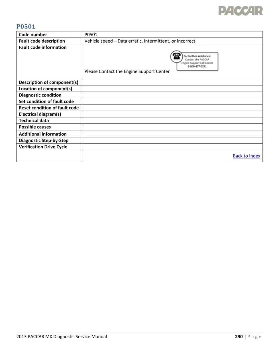 PACCAR MX engine P0501 — 2013 Diagnostic Service Manual — PDF, 1 - page 1 is available after signing in