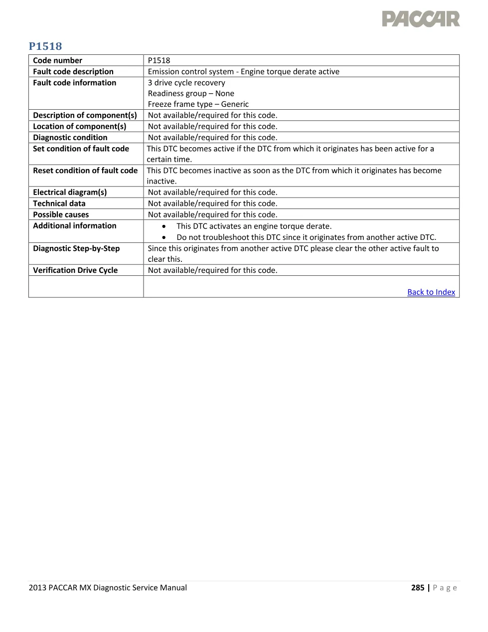 PACCAR MX Engine P1518 Fault Code — Emission Control System Torque - page 1 is available after signing in