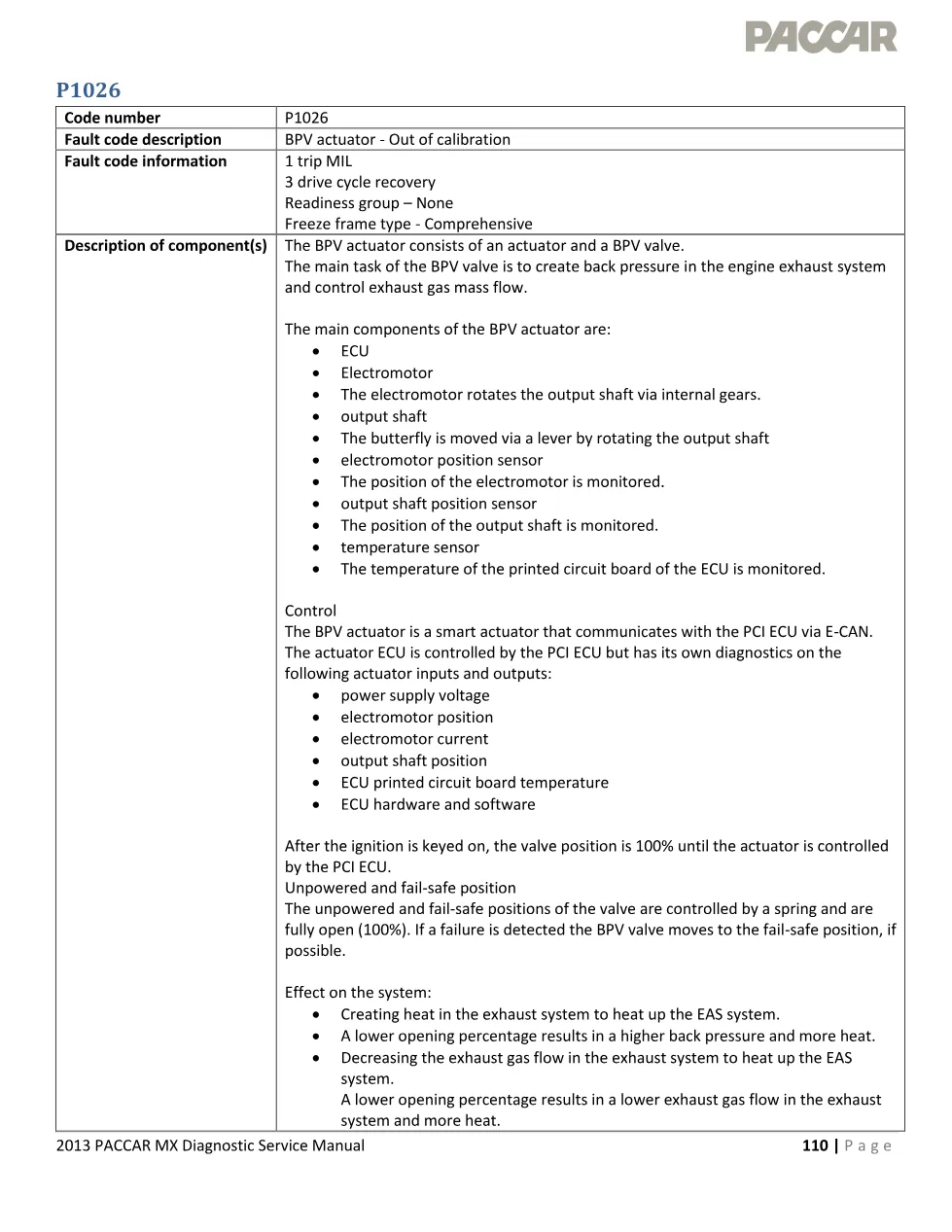 MX EPA 2013 P1026 P1026 Diagnostic Manual — BPV Actuator Calibration - preview page 1 of 5