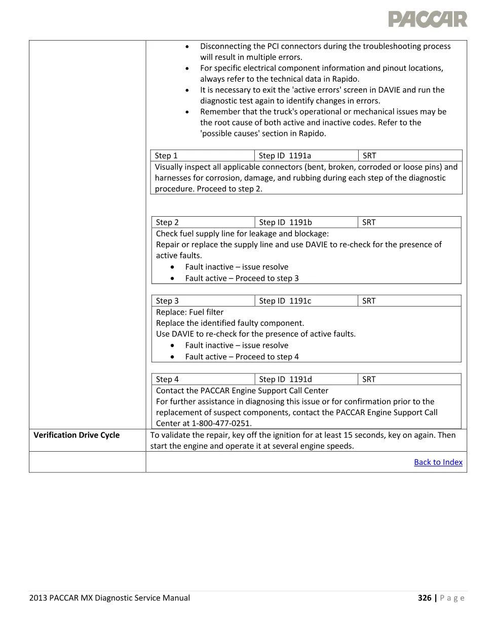 PACCAR MX fuel filter P1191 and P1194 — 2013 Diagnostic Service - page 3 is available after signing in