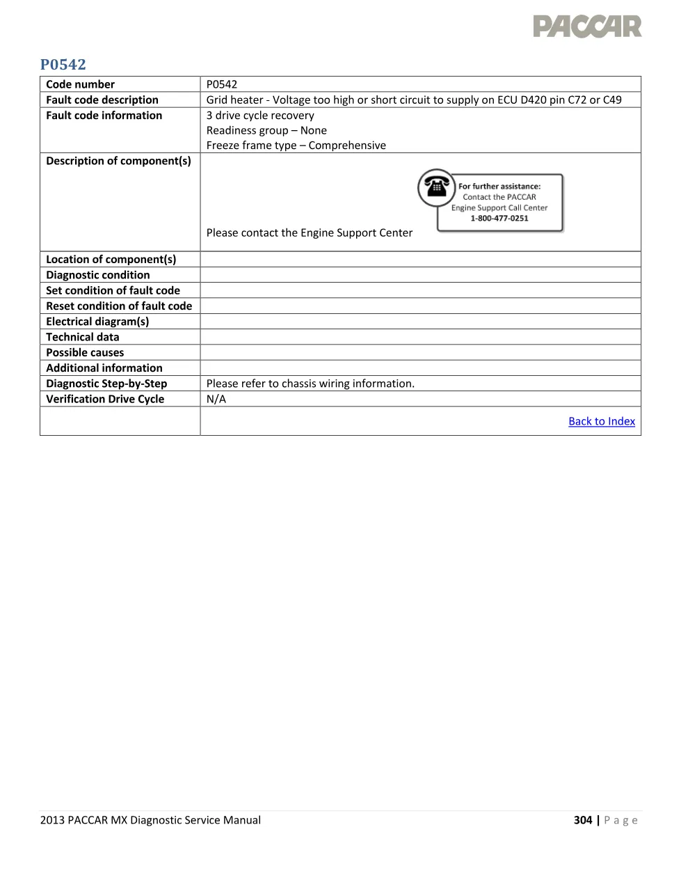 PACCAR MX grid heater Diagnostic Code — 2013 EPA Service Manual - page 1 is available after signing in
