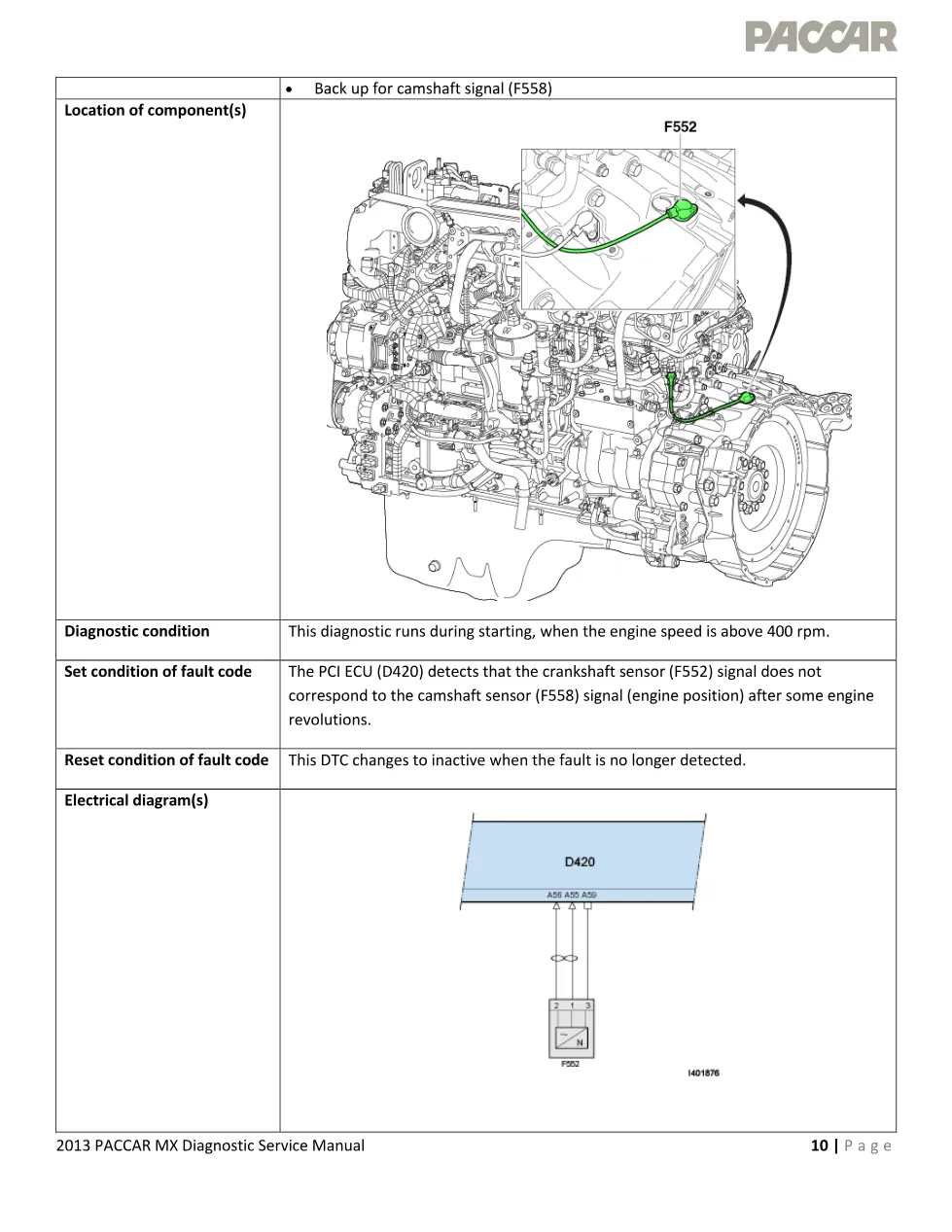 PACCAR MX P0017 crankshaft speed signal fault code – 2013 PACCAR - preview page 2 of 6