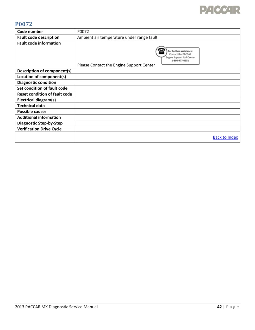 PACCAR MX P0072 ambient air temperature under range – 2013 PACCAR - page 1 is available after signing in