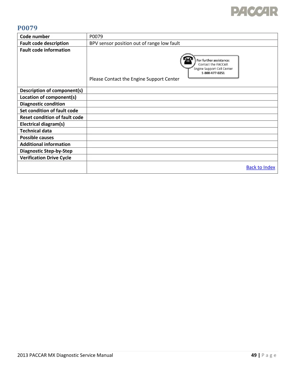 PACCAR MX P0079 BPV sensor position out of range low – 2013 – PDF - page 1 is available after signing in