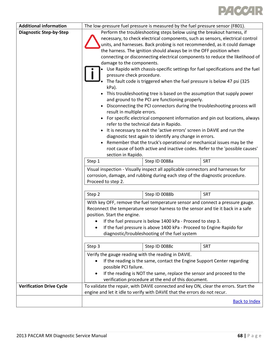 PACCAR MX P0088 fuel pressure too high fault code – 2013 PACCAR - page 3 is available after signing in