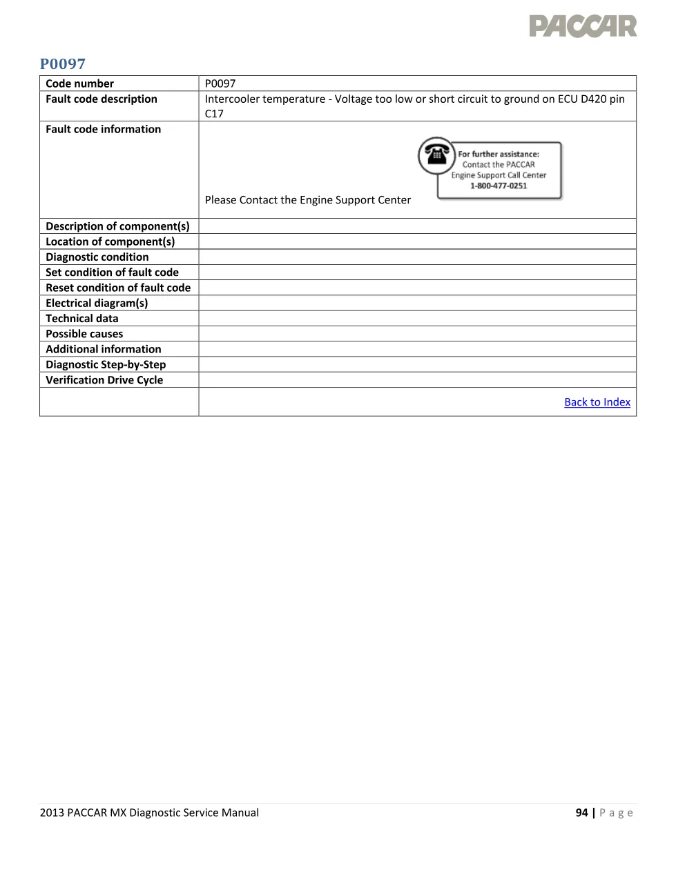PACCAR MX P0097 intercooler temperature voltage too low – 2013 - page 1 is available after signing in