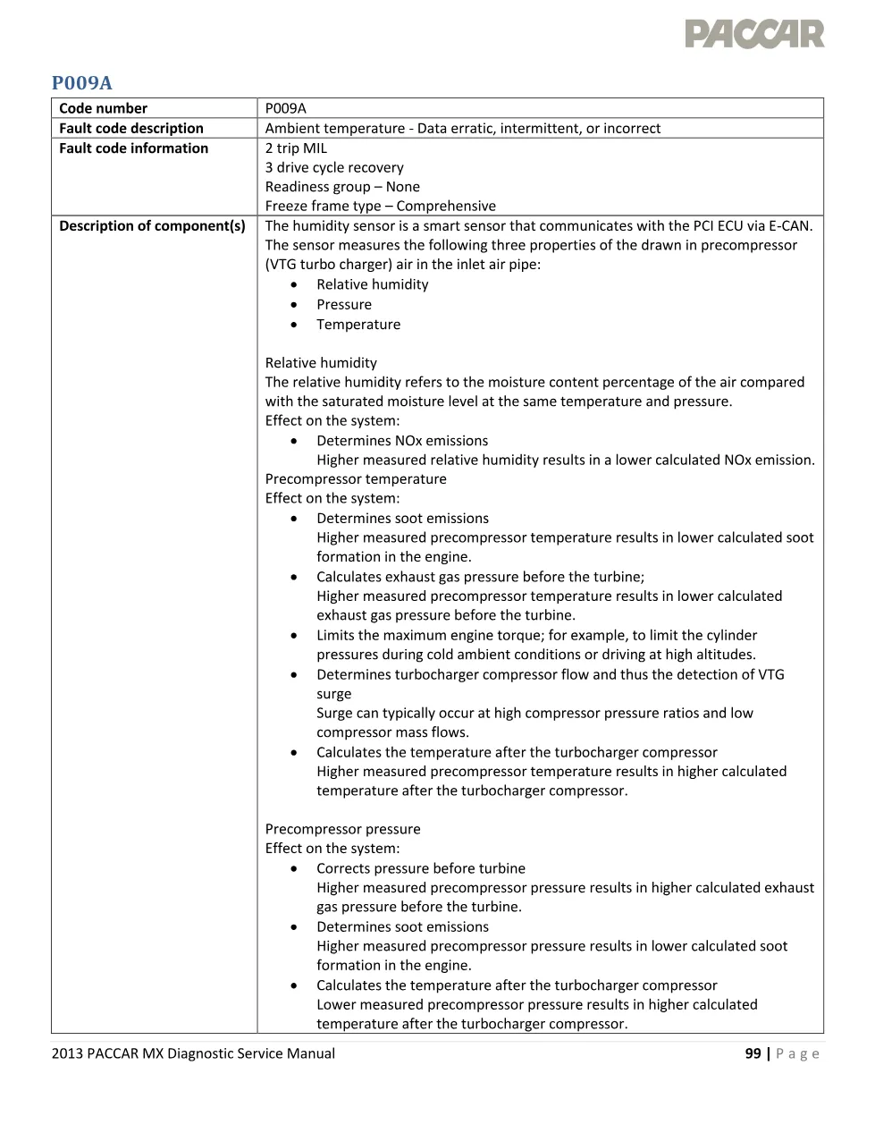 PACCAR MX P009A ambient temperature data erratic fault code – PDF - preview page 1 of 6