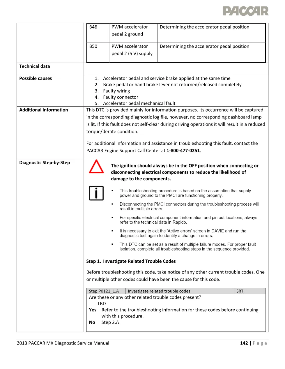 PACCAR MX P0121 sticking accelerator pedal fault – 2013 PACCAR MX - preview page 2 of 4