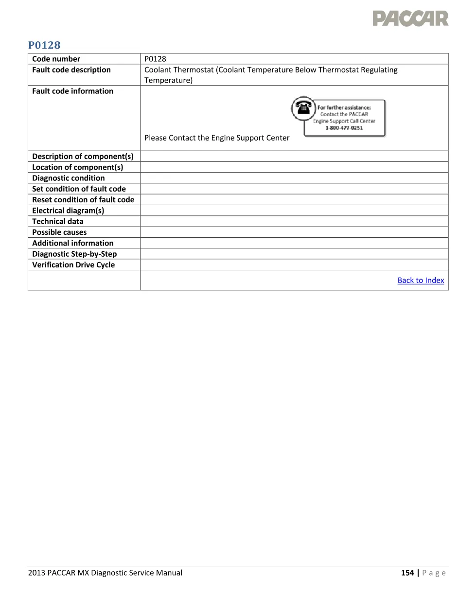 PACCAR MX P0128 coolant thermostat below regulating temperature - page 1 is available after signing in
