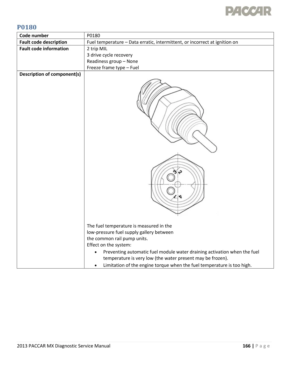 PACCAR MX P0180 erratic fuel temperature data – 2013 PACCAR MX - preview page 1 of 5