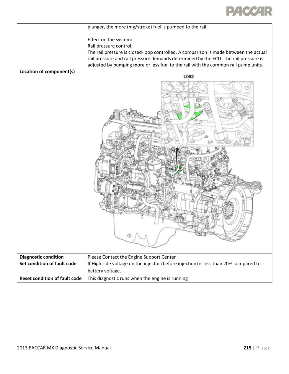 PACCAR MX P0261 fault Manual — Common Rail Pump Voltage - preview page 2 of 5