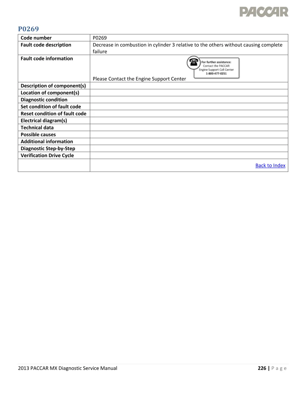 PACCAR MX P0269 Cylinder 3 Combustion Decrease — 2013 MX – PDF - page 1 is available after signing in