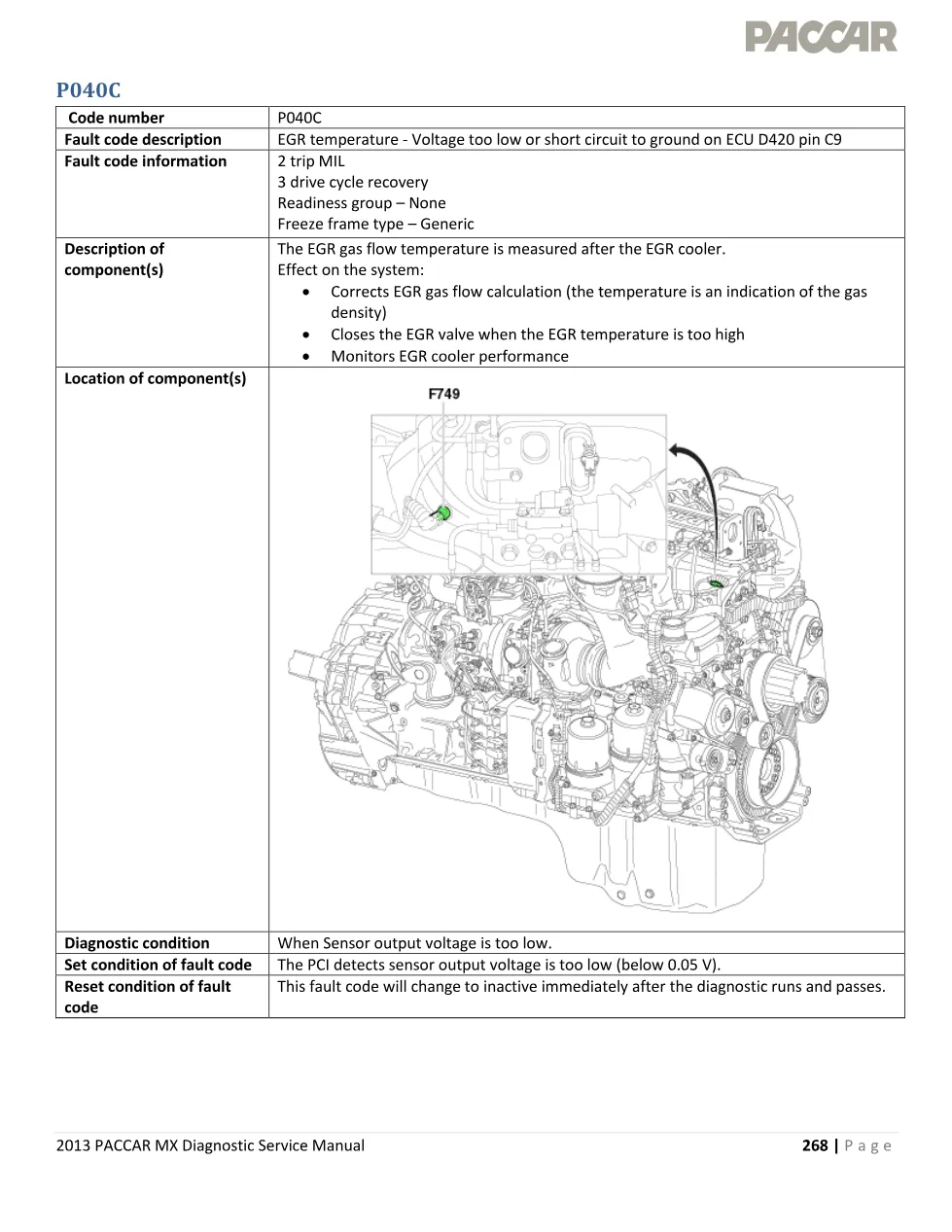 PACCAR MX P040C EGR Temperature Voltage Too Low — 2013 MX – Guide - preview page 1 of 4