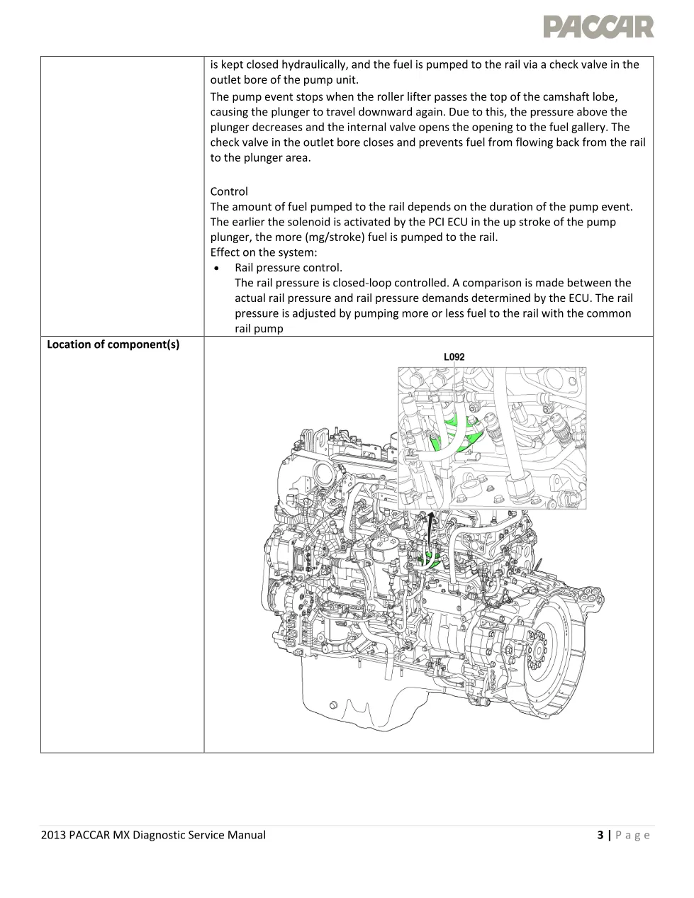 PACCAR MX P062A — Common rail pump unit control too short — MX - preview page 2 of 6