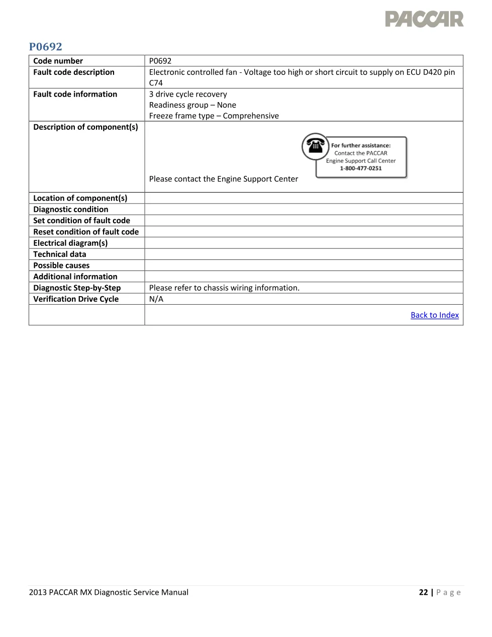 PACCAR MX P0692 — Electronic controlled fan, voltage too high - page 1 is available after signing in