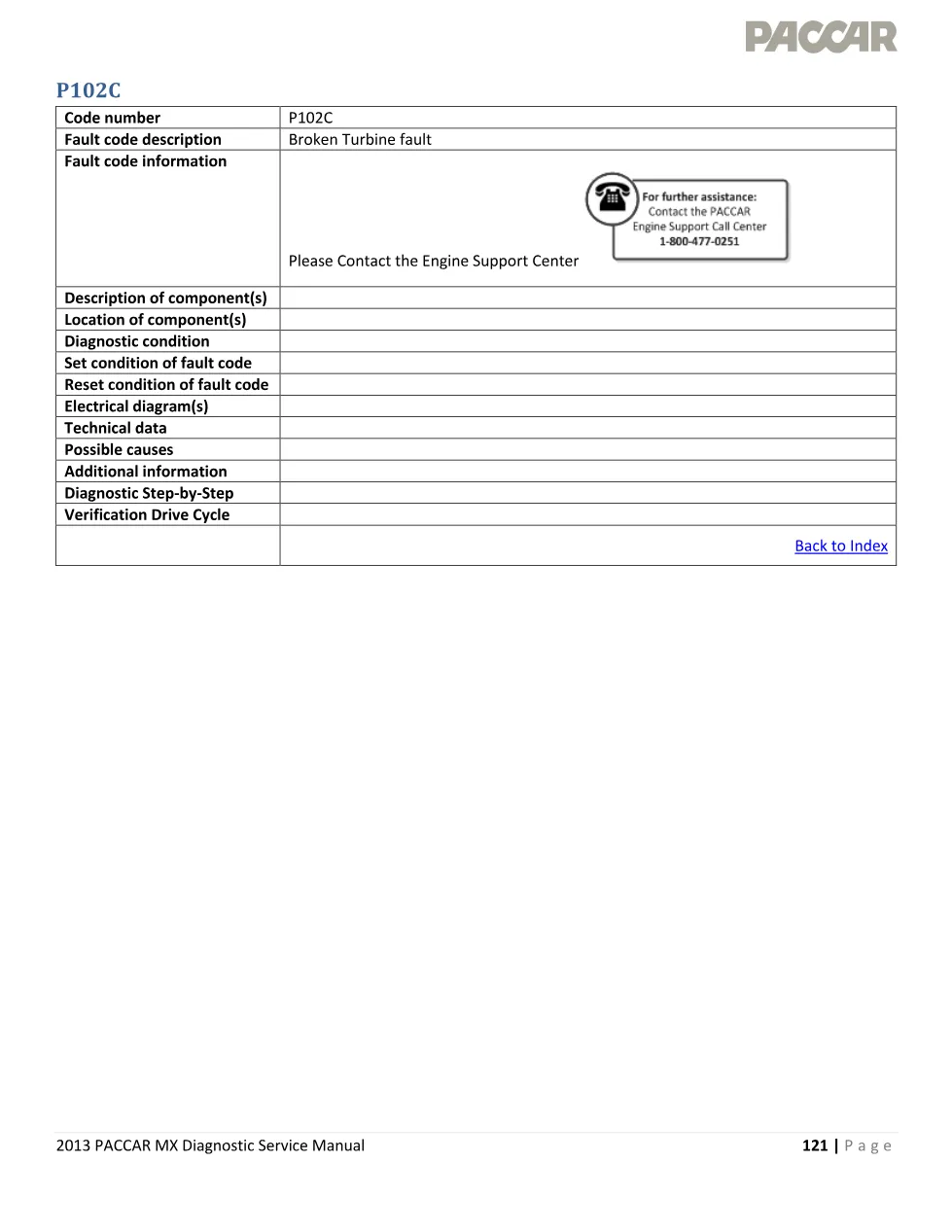 PACCAR MX P102C — Broken turbine fault — MX Diagnostic Service - page 1 is available after signing in