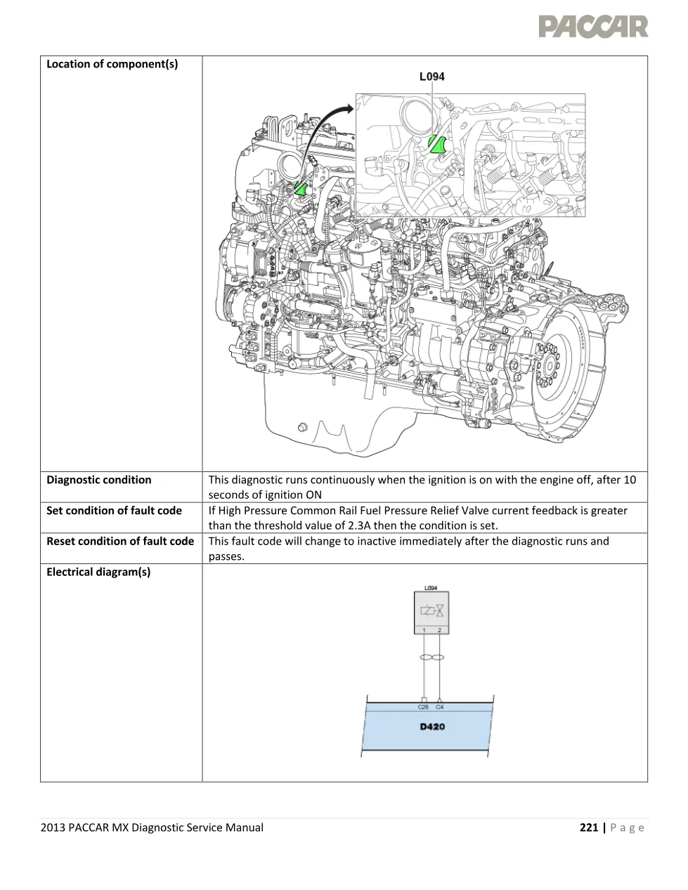 PACCAR MX P109D — Rail pressure release valve, current too high - preview page 2 of 5
