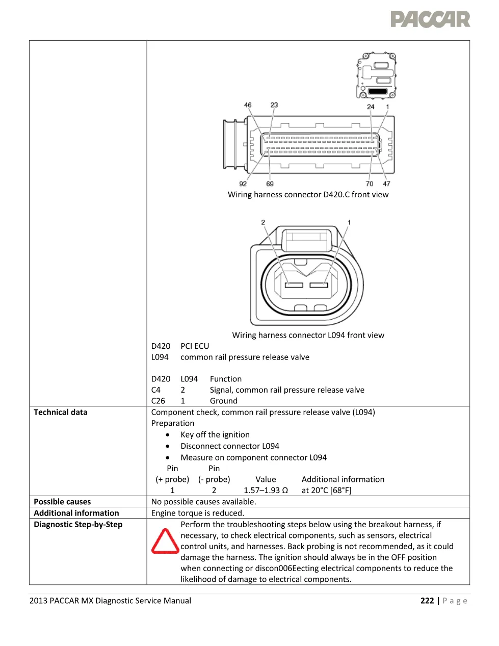 PACCAR MX P109D — Rail pressure release valve, current too high - page 3 is available after signing in