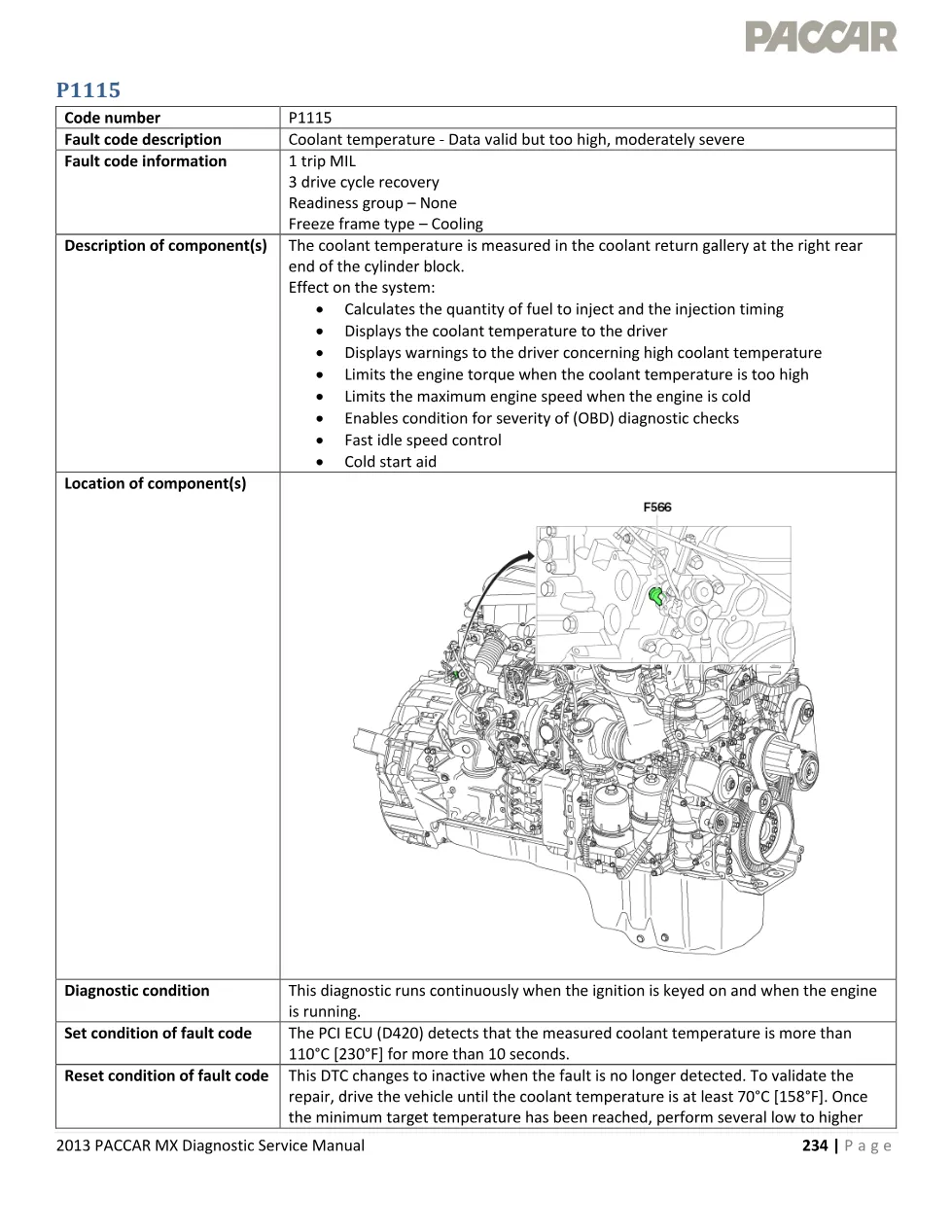 PACCAR MX P1115 coolant Diagnostic Service Manual — 2013 - preview page 1 of 4