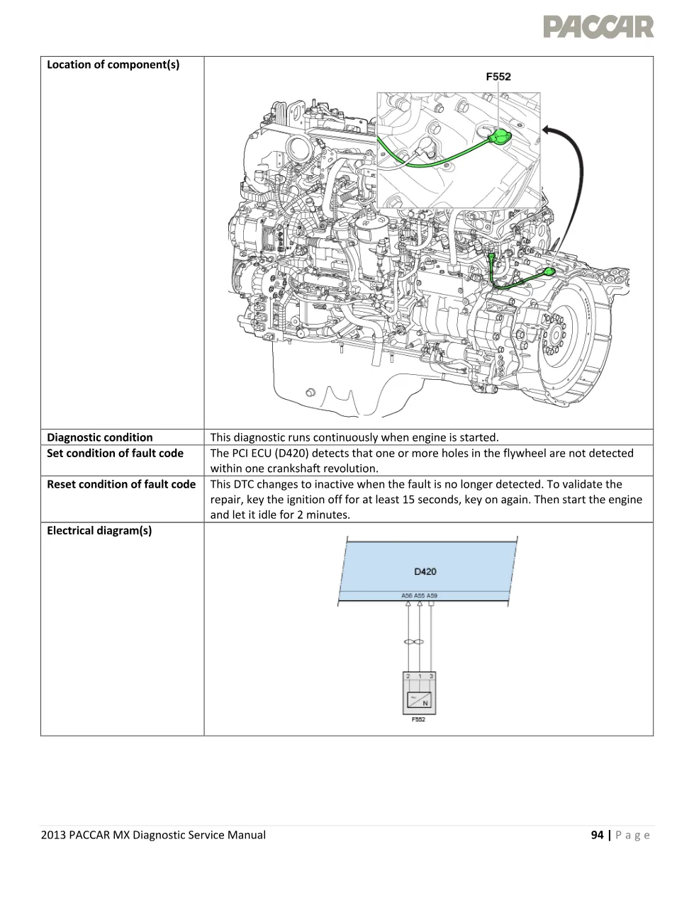 PACCAR MX P1335 crankshaft Diagnostic Code — 2013 EPA Service - preview page 2 of 6