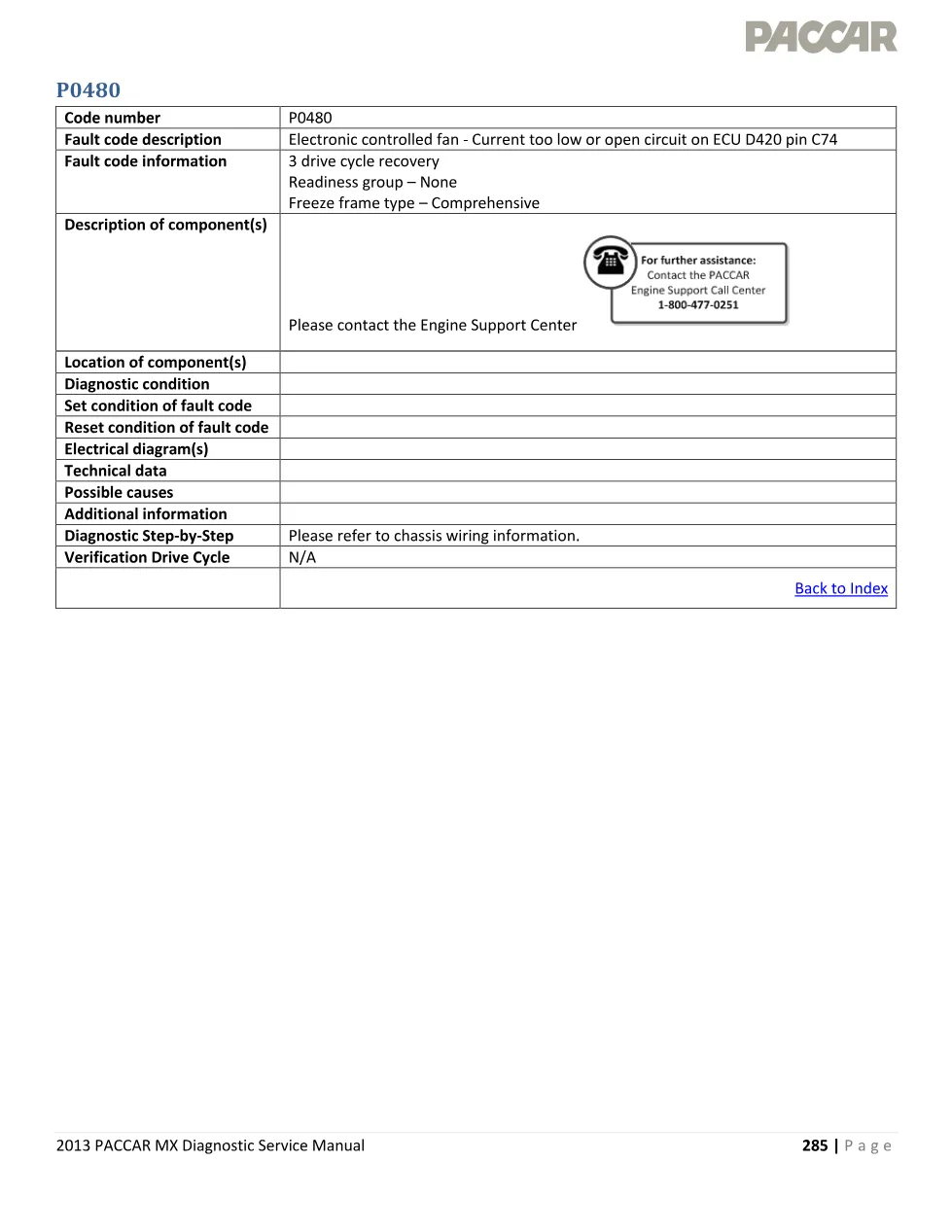 PACCAR P0480 Fault Code — Electronic Controlled Fan Current Too Low - page 1 is available after signing in