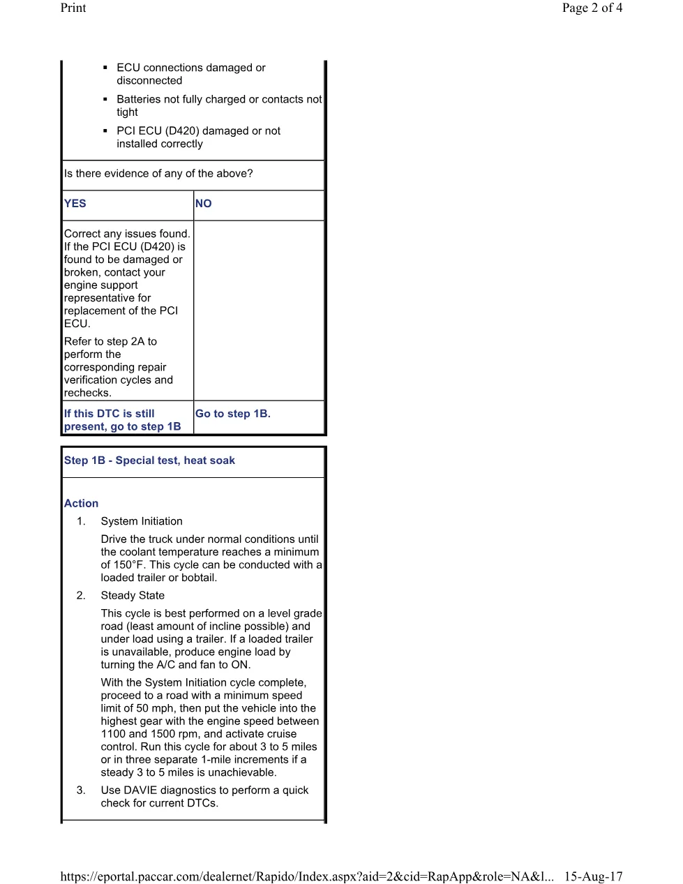 PACCAR P0668 temperature sensor procedure — Heat Soak - preview page 2 of 4