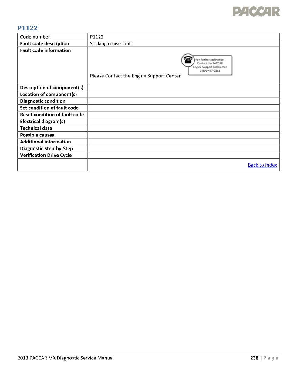 PACCAR P1122 cruise fault — 2013 MX Engine Diagnostic Manual - page 1 is available after signing in