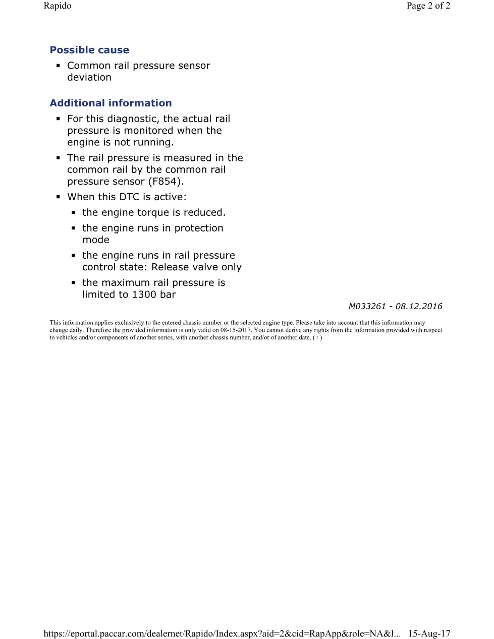 PACCAR P1195A DTC rail Sensor Fault — MX Europe EPA 2004 - page 2 is available after signing in