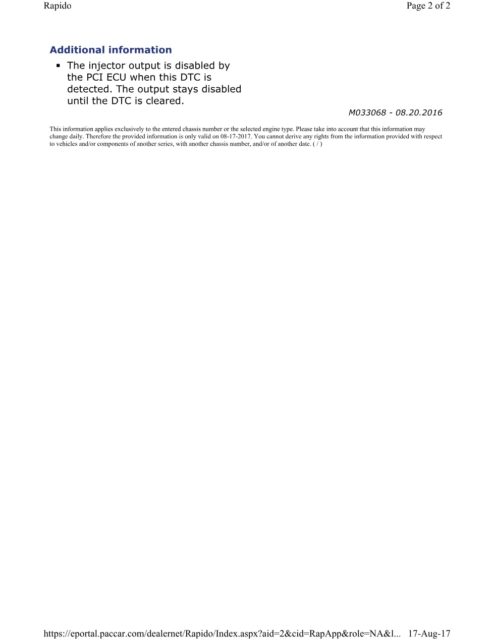 PACCAR P1211A DTC code — Injector Circuit Fault Diagnosis — PDF, 2 - page 2 is available after signing in