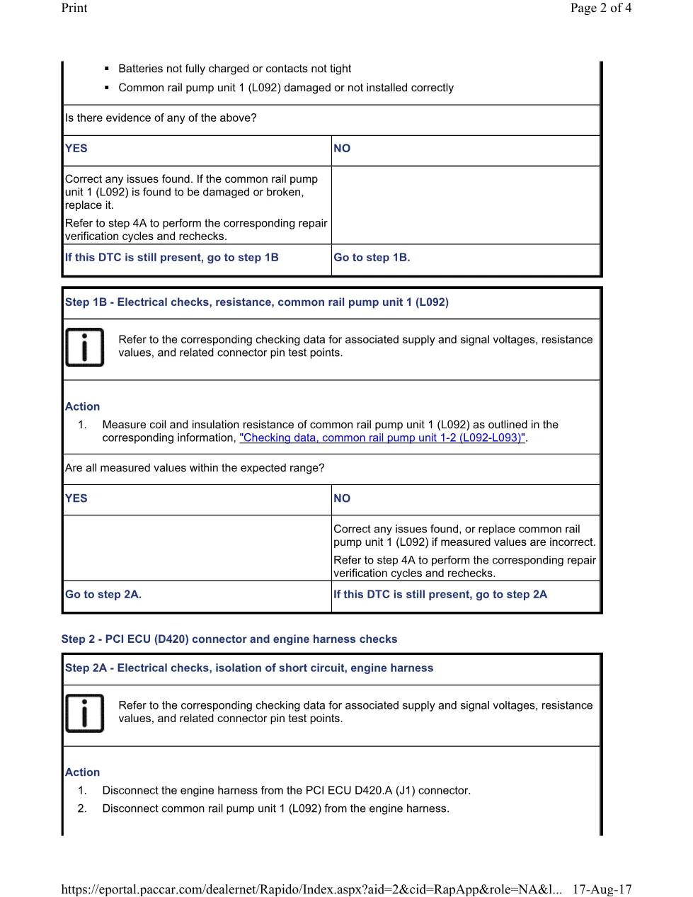 PACCAR P1230 DTC Troubleshooting Guide — Common Rail Pump Diagnostics - preview page 2 of 4