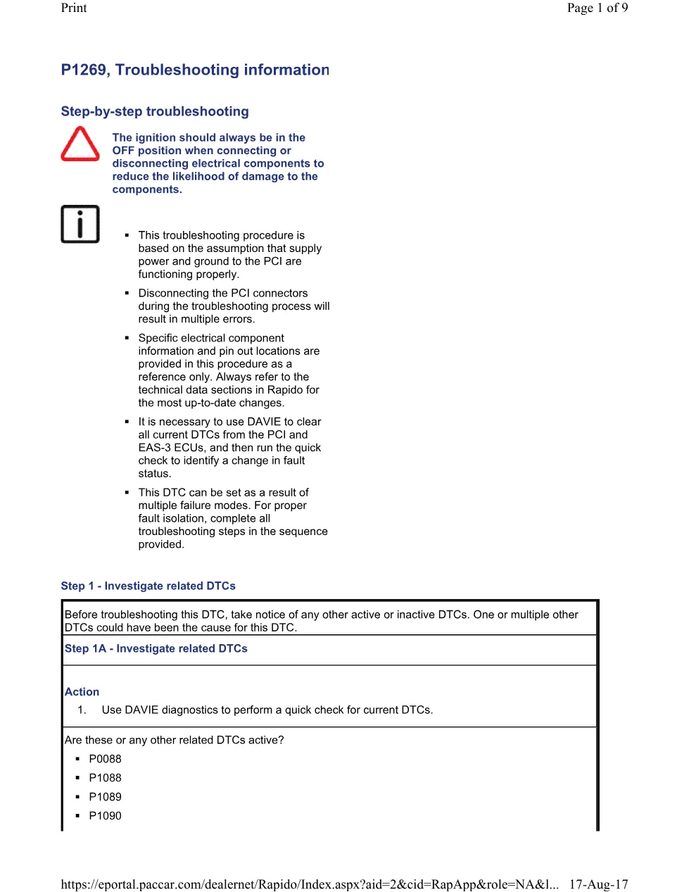 PACCAR P1269B Troubleshooting Guide — MX Europe Engines EPA 2004 - preview page 1 of 6