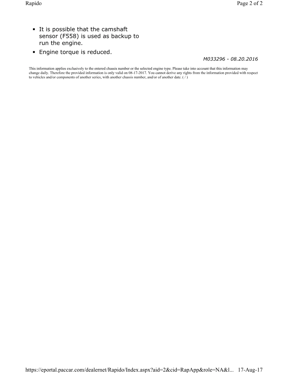 PACCAR P1335A crankshaft sensor official workshop document preview page 2