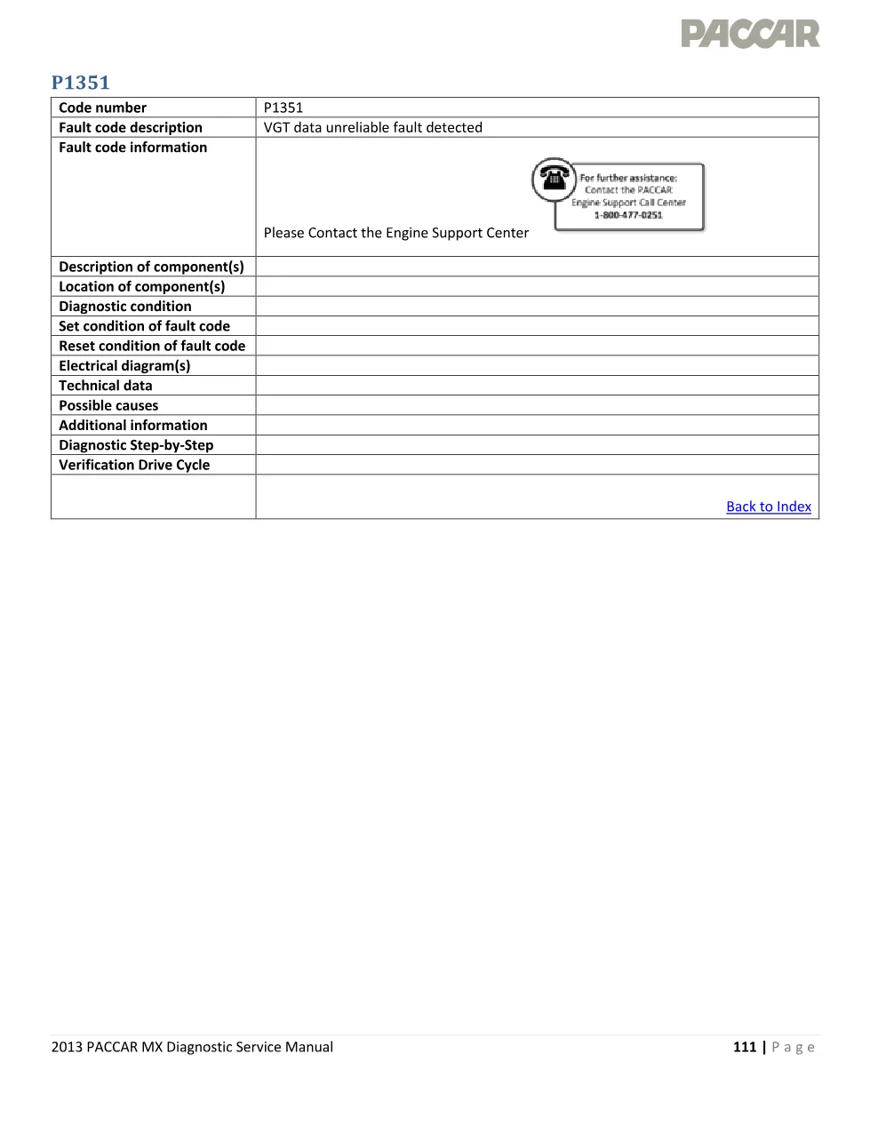 PACCAR P1351 VGT Data Unreliable Fault Code — 2013 MX Diagnostic - page 1 is available after signing in
