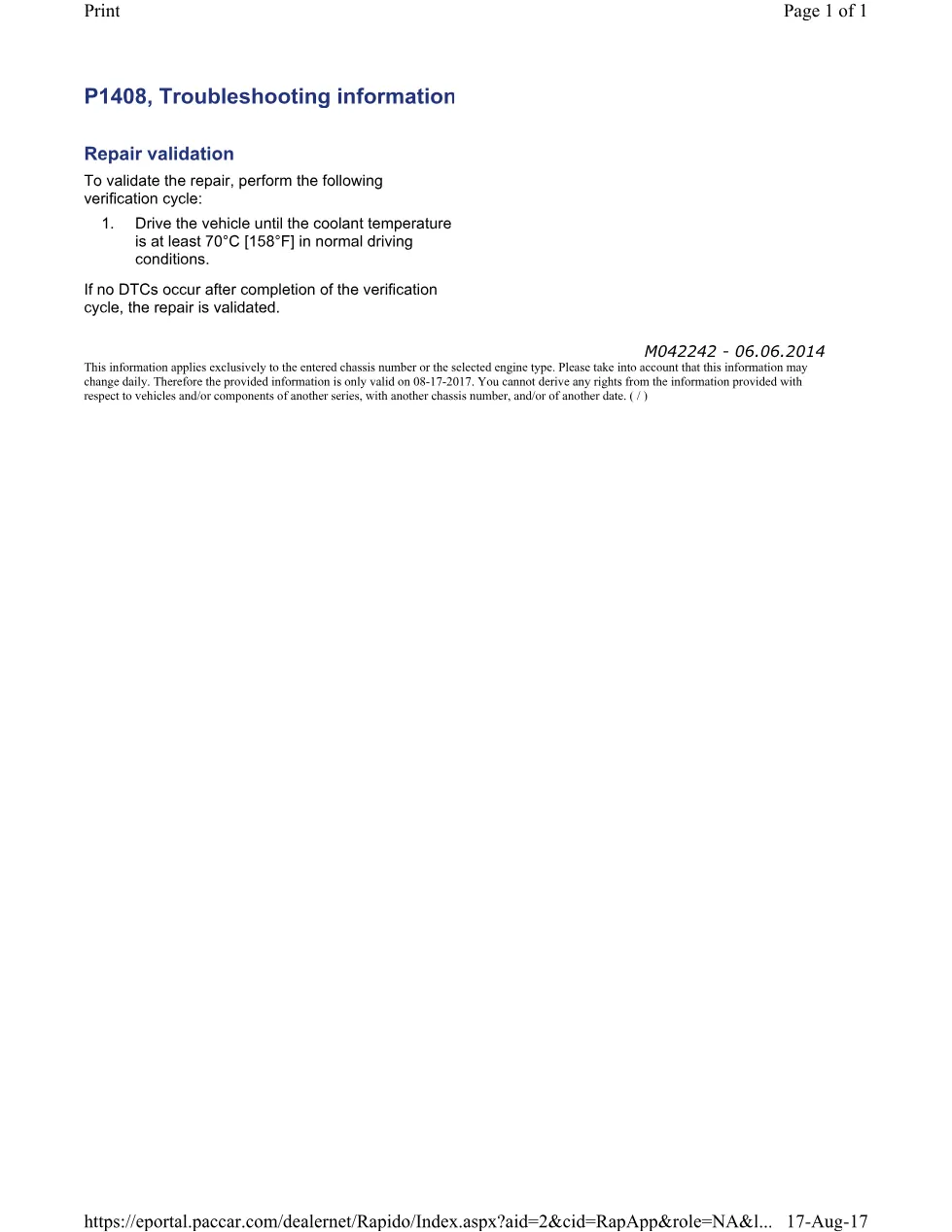 PACCAR P1408B Troubleshooting — MX Europe EPA 2004 Diagnostic Repair - page 1 is available after signing in