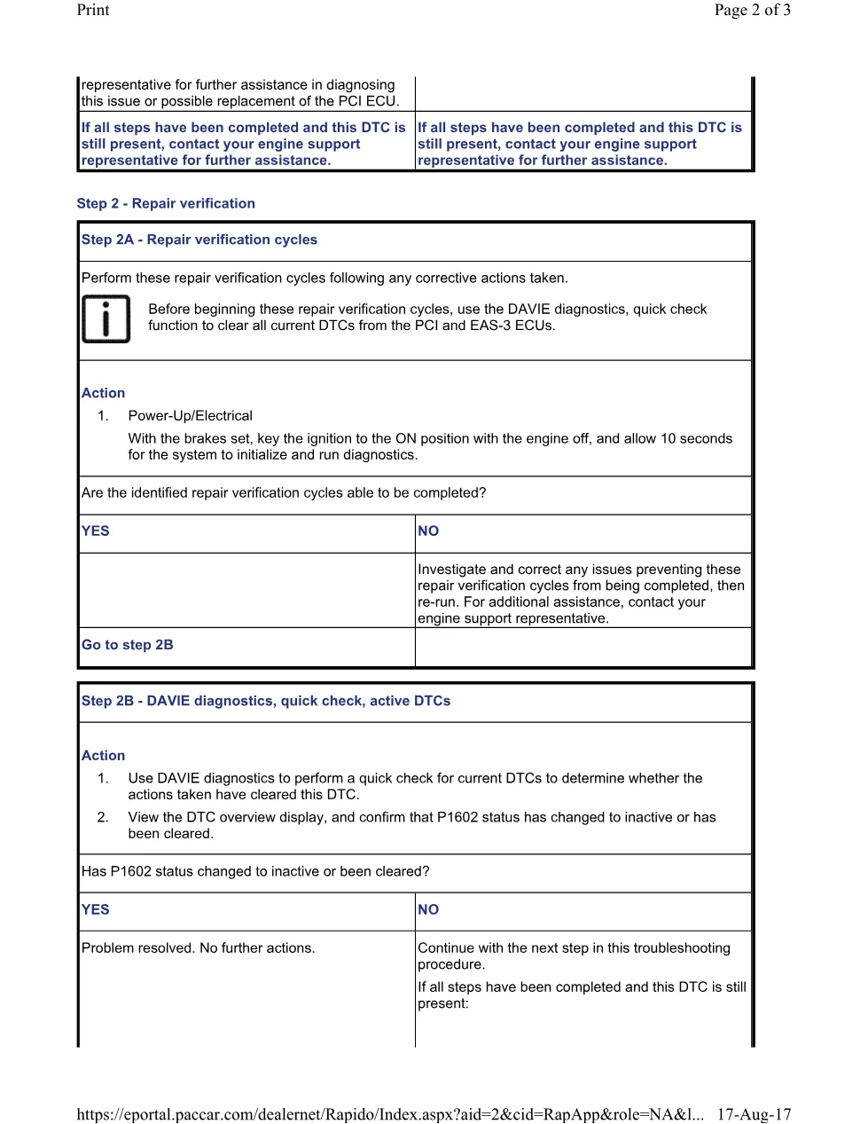 PACCAR P1602 DTC troubleshooting official workshop document preview page 2