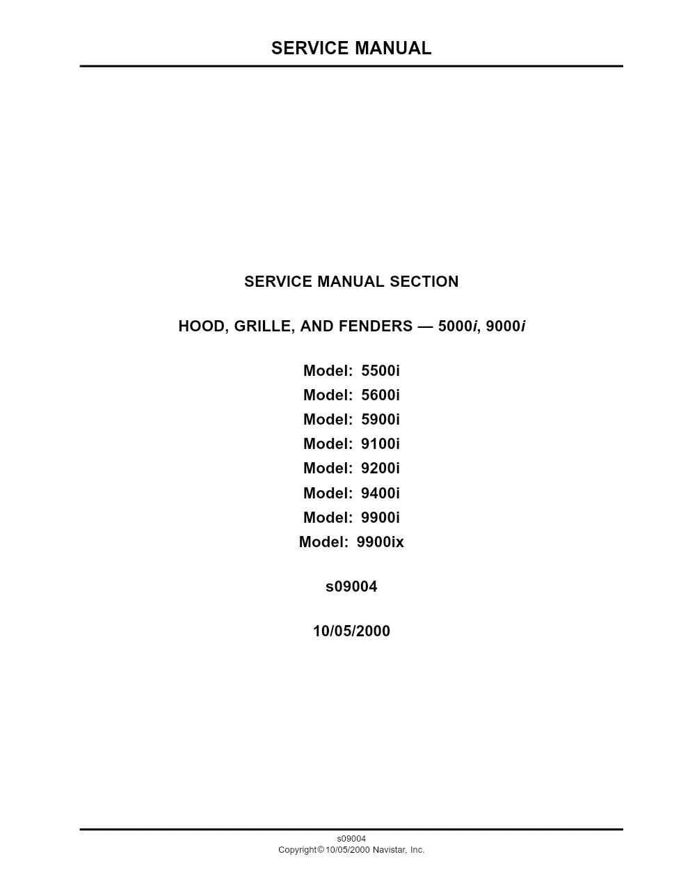 PayStar hood grille fenders service manual — International - preview page 1 of 6
