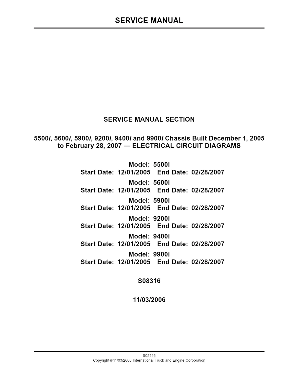 PayStar wiring diagrams for International 5000 Series — S08316 - preview page 1 of 2