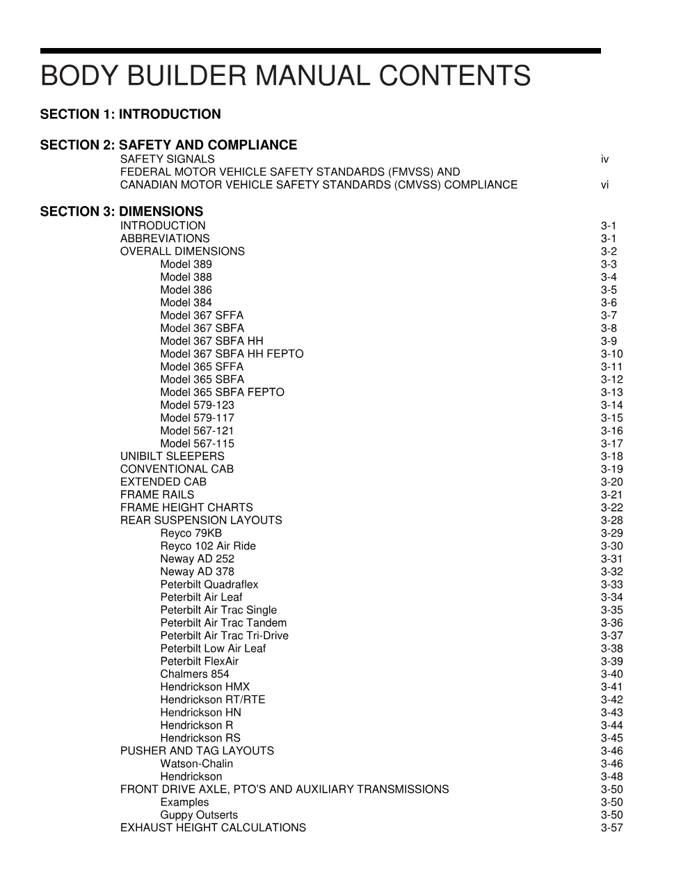 Peterbilt Body Builder Manual — Group 567 — Dimensions, Frame, - preview page 2 of 6