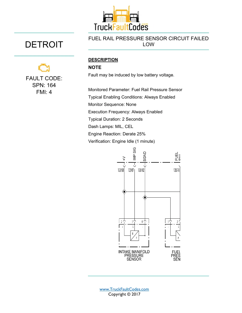 rail pressure circuit low — Fuel Rail Pressure Sensor Circuit - preview page 1 of 3