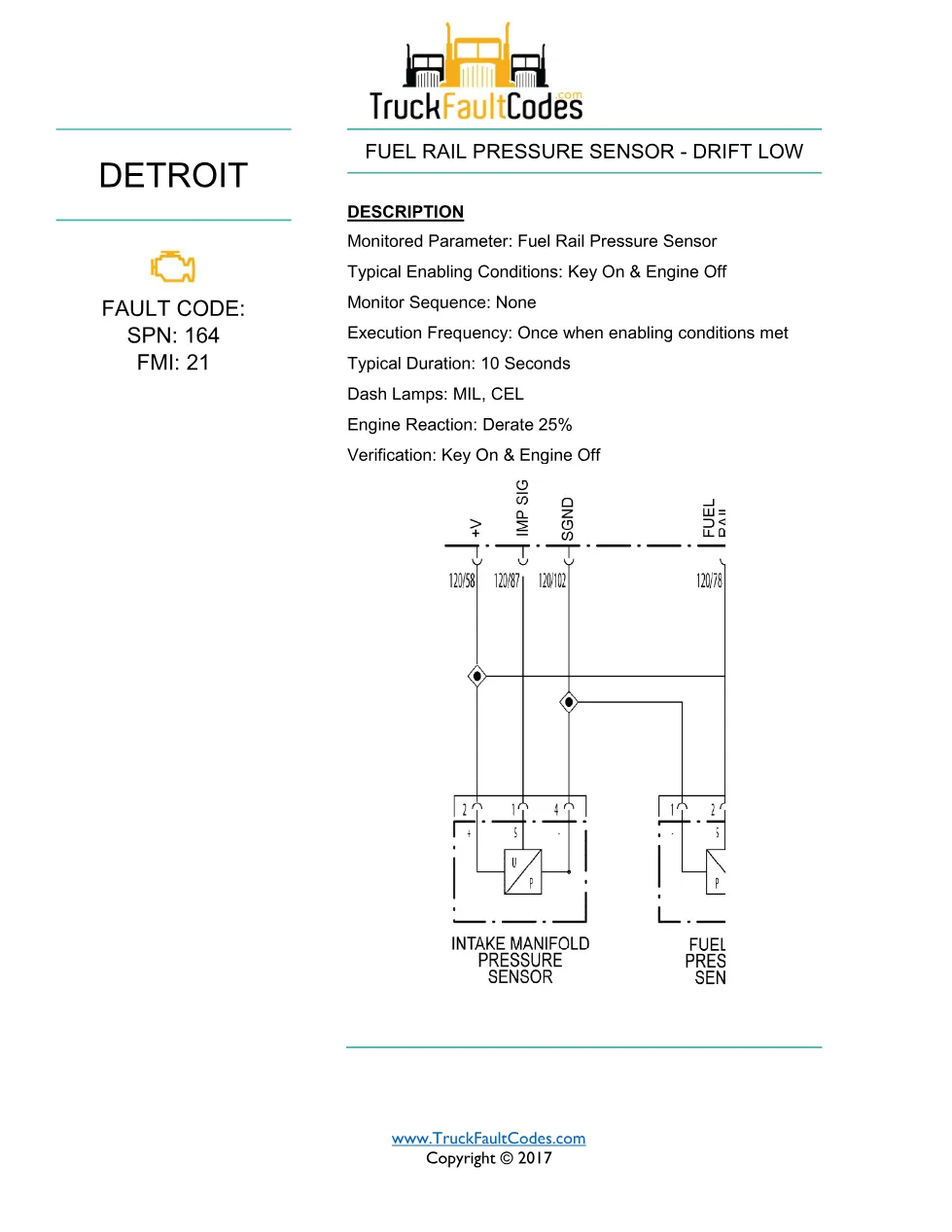 rail pressure drift low — Fuel Rail Pressure Sensor – Drift Low - preview page 1 of 3