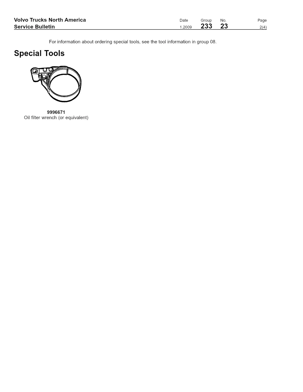 Volvo D16 separator filter replacement D16 — Service Bulletin - preview page 2 of 4
