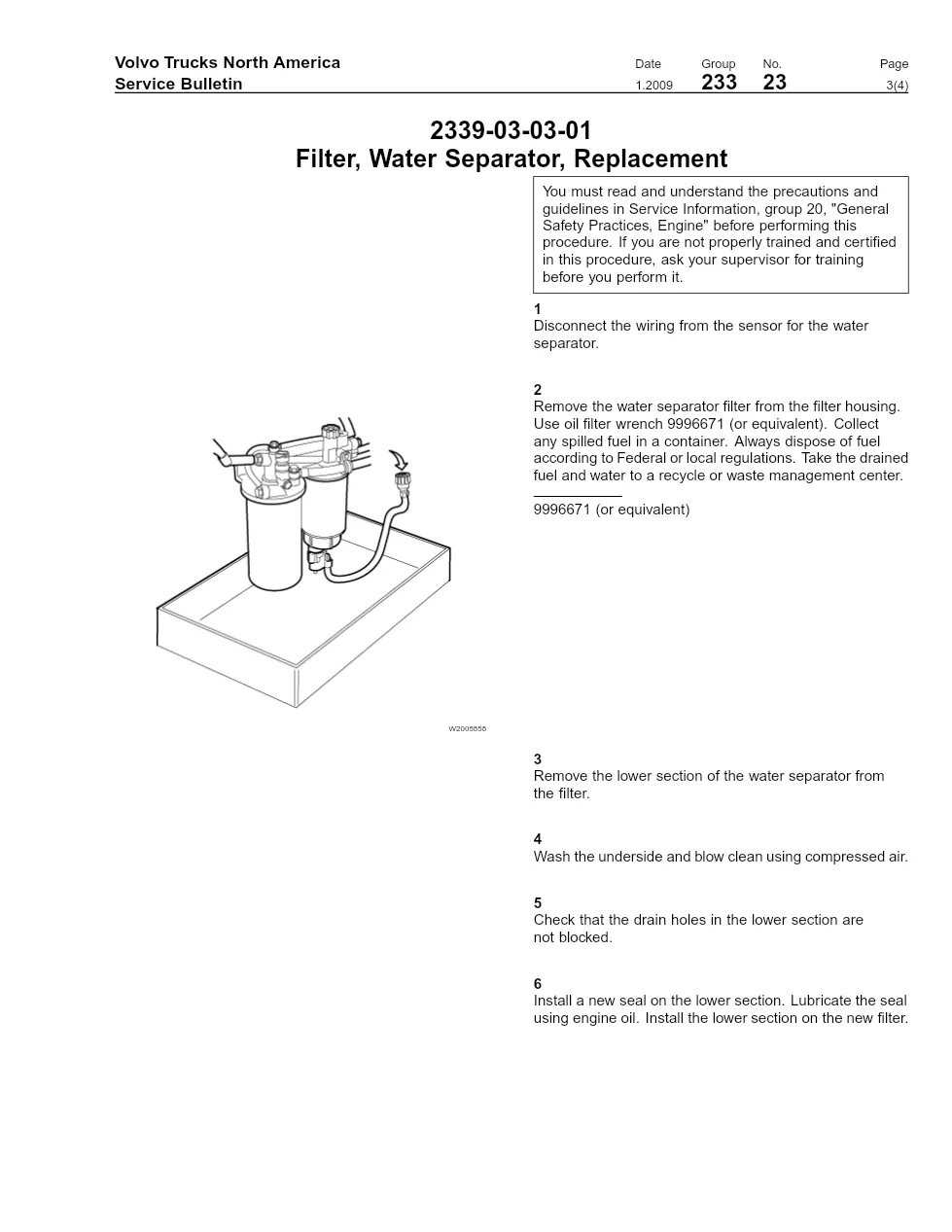 Volvo D16 separator filter replacement D16 — Service Bulletin - page 3 is available after signing in