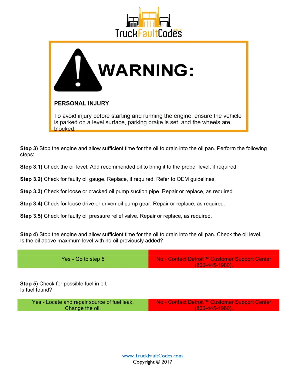 SPN 100 FMI 0 — Oil Pressure Stuck — Detroit DD Series DTC — PDF, - page 2 is available after signing in