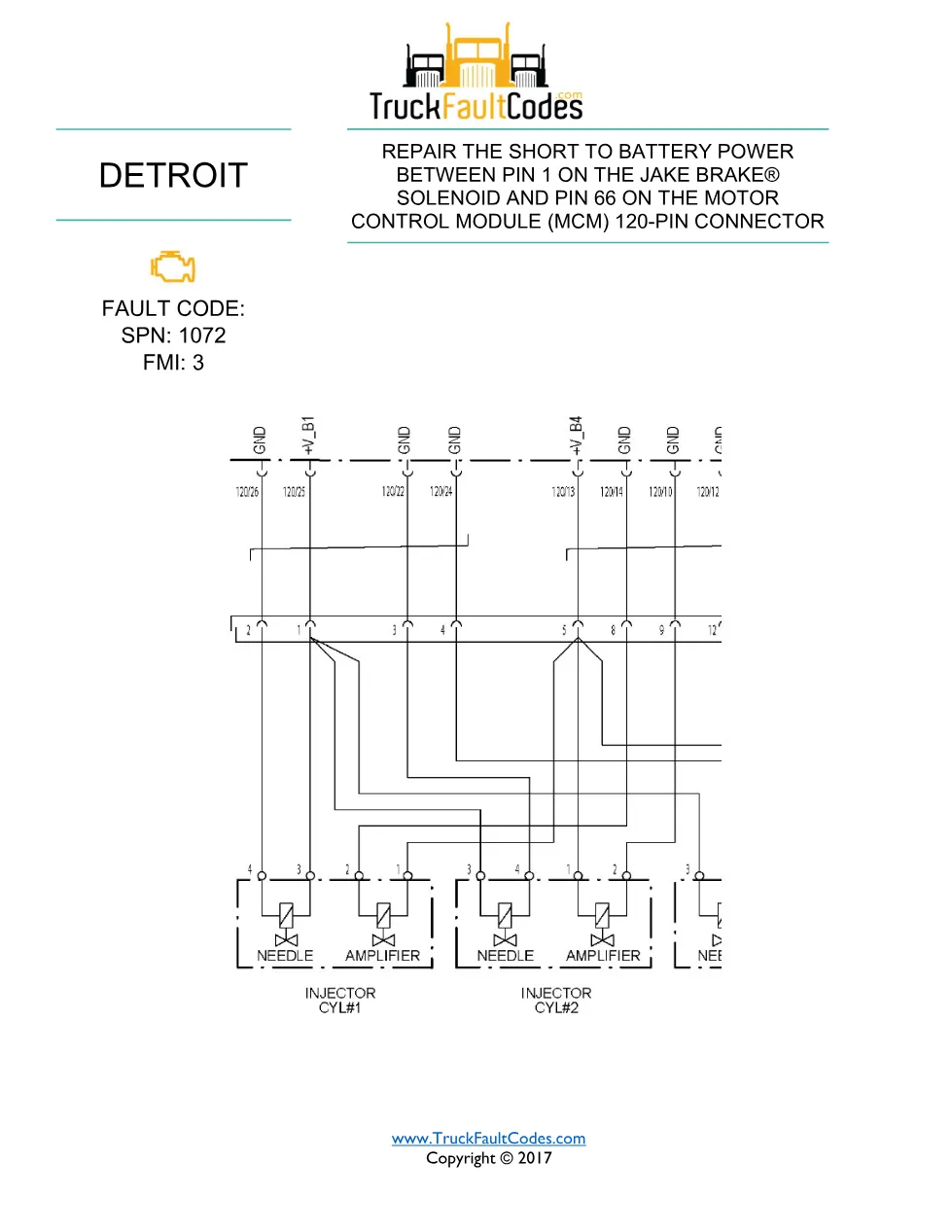 SPN 1072 FMI 3 — Detroit DD Series Fault Code Troubleshooting - page 1 is available after signing in