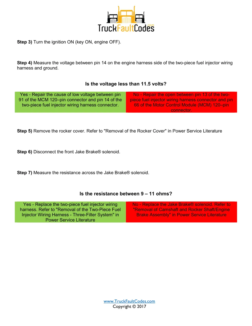 SPN 1072 FMI 5 — Detroit DD Series Fault Code Troubleshooting - page 2 is available after signing in