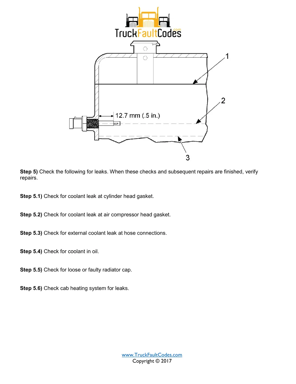SPN 111 FMI 18 — Detroit DD Series coolant level low leak fault - page 2 is available after signing in